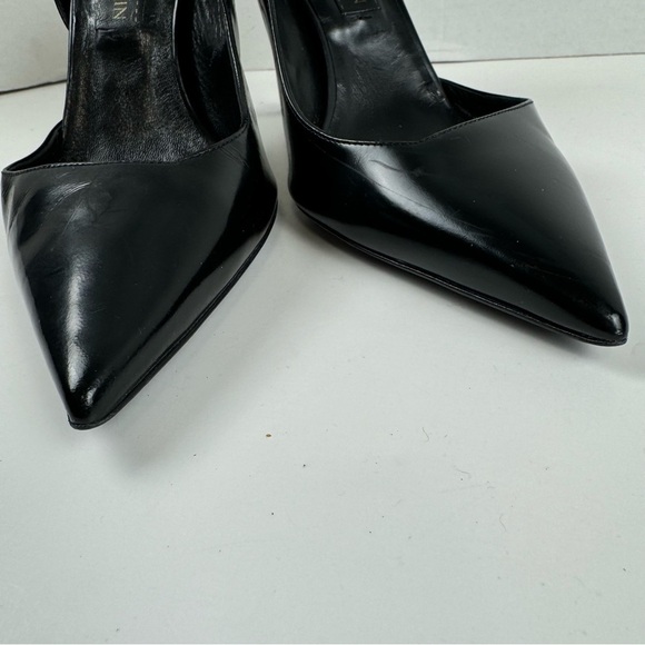 Lanvin Paris Black Pump Heels Leather Asymmetrical Cutout Italy US 7 - Picture 8 of 12